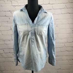 UEC Merona chambray Henley long sleeve shirt small